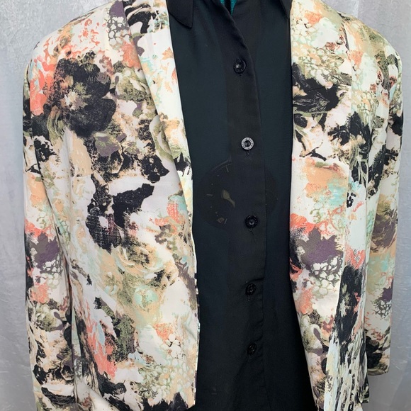 XHILARATION Floral Open Front Blazer Jacket Size Small - Picture 4 of 13